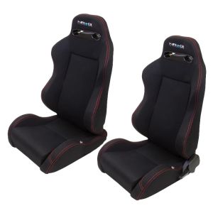 NRG INNOVATION #RSC-200L/R Seat Type-R  Reclinable Black Cloth w/Red Stitch