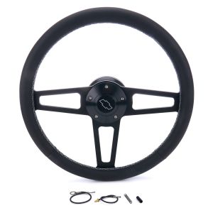 GRANT #1916 T Series Blk Wheel CHEV Logo/Install Kit