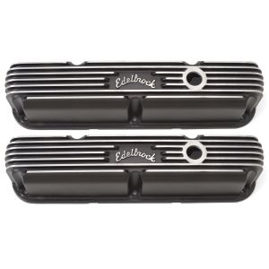 EDELBROCK #41763 SBM Classic Finned V/C's - Black