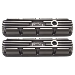 EDELBROCK #41773 SBM Classic Finned V/C's - Black