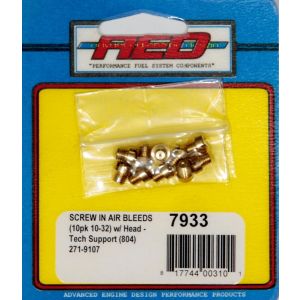 ADVANCED ENGINE DESIGN #7933 10-32 Screw-In Air Bleed (10pk) w/Head