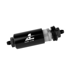AEROMOTIVE #12348 6an Inline Fuel Filter 40 Micron 2in OD Black