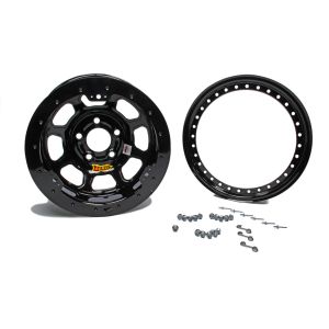 AERO RACE WHEELS #53-185040-BLKRING 15x8 4in 5.00 Black w/ Black Ring