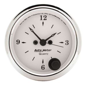 AUTOMETER #1686 Old Tyme White 2 1/16in Quartz Clock