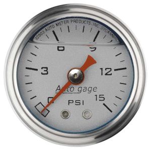 AUTOMETER #2178 1-1/2in Pressure Gauge - 0-15psi - Silver Face