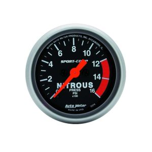 AUTOMETER #3374 2-1/16in S/C Nitrous Press. Gauge 0-1600psi