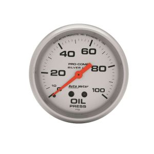 AUTOMETER #4621 U/L 2-5/8in Silver Liq-Fill Oil 0-100 PSI