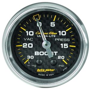 AUTOMETER #4701 2-1/16in C/F Boost Gauge 30in HG/20psi