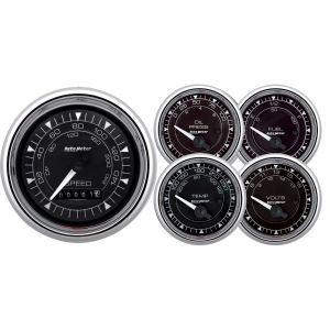 AUTOMETER #9708 2/16 Chrono Chrome Gauge 5-Piece Gauge Kit
