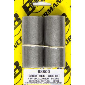 B and B PERFORMANCE PRODUCTS #68800 Breather Tube Kit - Alum. 3in Long (Pair)