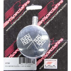 BILLET SPECIALTIES #21720 Polished PCV Breather Cross-Flags Logo