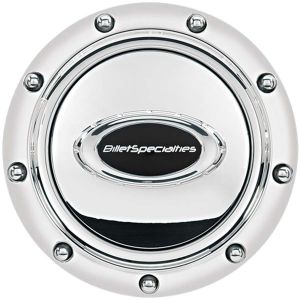 BILLET SPECIALTIES #32715 Horn Button Riveted Polished w/Black Logo