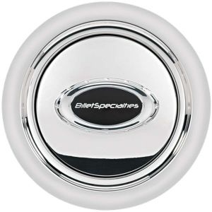 BILLET SPECIALTIES #32725 Horn Button Smooth Polished w/Black Logo