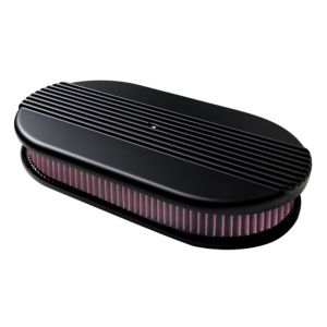 BILLET SPECIALTIES #BLK15650 Air Cleaner Dual Quad Ribbed Black