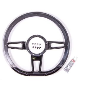 BILLET SPECIALTIES #BLK29409 Steering Wheel Formula D-Shaped 14in Black
