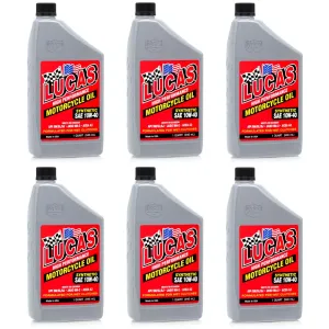 LUCAS OIL #10793 Motorcycle Oil 10w40 Synthetic Case 6x1 Quart