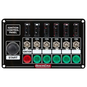 QUICKCAR RACING PRODUCTS #50-864 Ignition Panel Blk Fused w/Start But. & Lights
