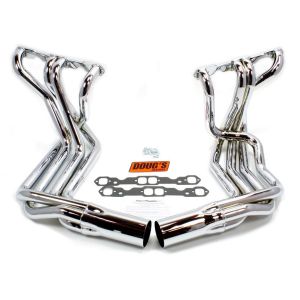 DOUGS HEADERS #D380-C SBC Side Mount Headers - Chrome - 63-82 Vette
