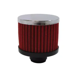 RACING POWER CO-PACKAGED #R9308RED Valve Cover Breather 3in Tall Push In Chrome/Red