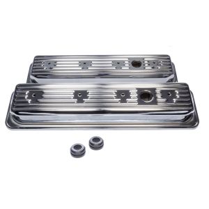 EDELBROCK #4446 SBC Signature Series Valve Cove Set - Chrome