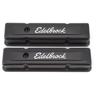 EDELBROCK #4643 Valve Cover Kit SBC Signature Series Black