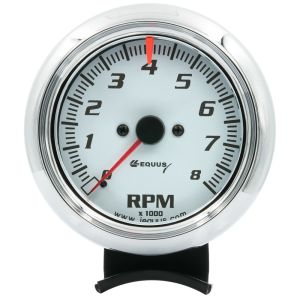 EQUUS #E5078 3-3/8 Dia Tachometer 8000 RPM White Dial