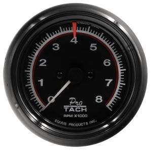 EQUUS #E6088 3-3/8 Dia Tachometer 8000 RPM Black Dial