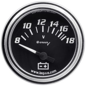 EQUUS #E7268 2.0 Dia Voltmeter Gauge Chrome 8-18 Volts