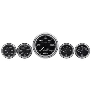 EQUUS #E7500 5-Piece Gauge Set Black Face/Chrome Bezel