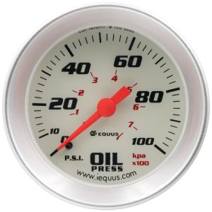 EQUUS #E8244 2.0 Dia Oil Pressure Gauge Silver  0-100psi