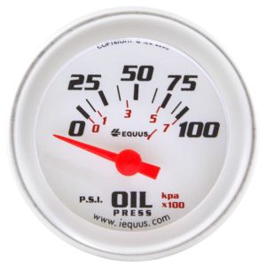 EQUUS #E8264 2.0 Dia Oil Pressure Gauge Silver  0-100psi