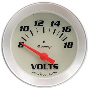 EQUUS #E8268 2.0 Dia Voltmeter Gauge Silver 8-18 Volts
