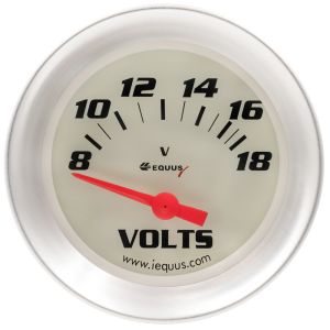 EQUUS #E8468 2-5/8 Dia Voltmeter Gauge Silver 8-18 Volts