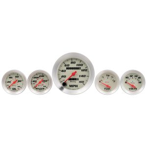 EQUUS #E8500 5-Piece Gauge Set White Face/Silver Bezel