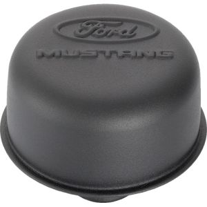 FORD #302-221 Black Steel Breather W/Ford Mustang Logo