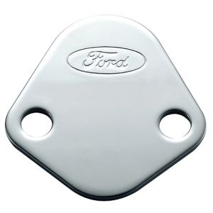 FORD #302-290 Fuel Pump Block-Off Plate Chrome w/Ford Logo