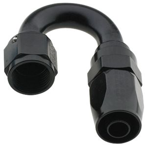 FRAGOLA #231812-BL Hose Fitting #12 180 Deg Pro-Flow Black