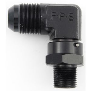 FRAGOLA #499107-BL #8 x 1/4 MPT 90 Deg Swivel Adapter Black