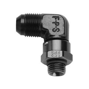 FRAGOLA #499207-BL #8 x 9/16-18 90 Deg Swivel Adapter Black