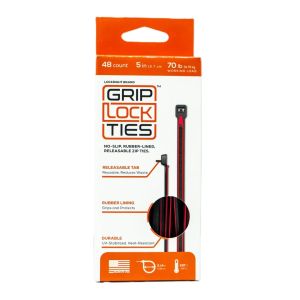 GRIP LOCK TIES #G5-BKRD-X48 Zip Ties 5in Releasable Black / Red 48pk