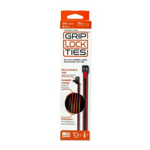 GRIP LOCK TIES #G8-BKRD-X24 Zip Ties 8in Releasable Black / Red 24pk