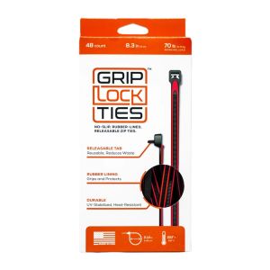 GRIP LOCK TIES #G8-BKRD-X48 Zip Ties 8in Releasable Black / Red 48pk