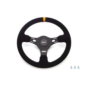 GRANT #1080 13in Yellow Stripe Race Steering Wheel Suede