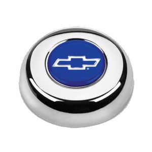 GRANT #5630 Chrome Horn Button Chevy Bowtie Blue/Silver