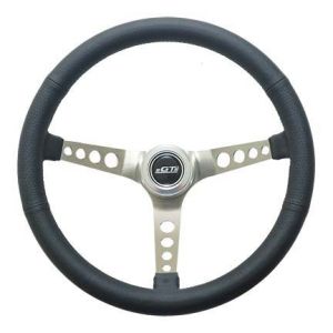 GT PERFORMANCE #35-5445 Steering Wheel Retro Leather Stainless Spokes