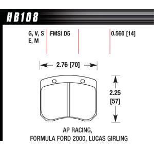 HAWK BRAKE #HB108E.560 BRAKE PAD AP RACING FRONT CALIPER BLUE 9012