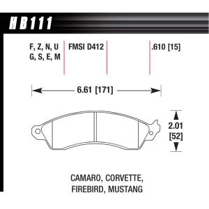 HAWK BRAKE #HB111F.610 Performance Street Brake Pads (4)