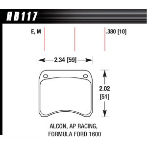 HAWK BRAKE #HB117E.380 BRAKE PAD AP RACING REAR CALIPER BLUE 9012