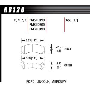HAWK BRAKE #HB125E.650 Brake Pads Blue 9012 Ford