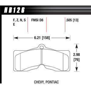 HAWK BRAKE #HB126F.505 Performance Street Brake Pads (4)